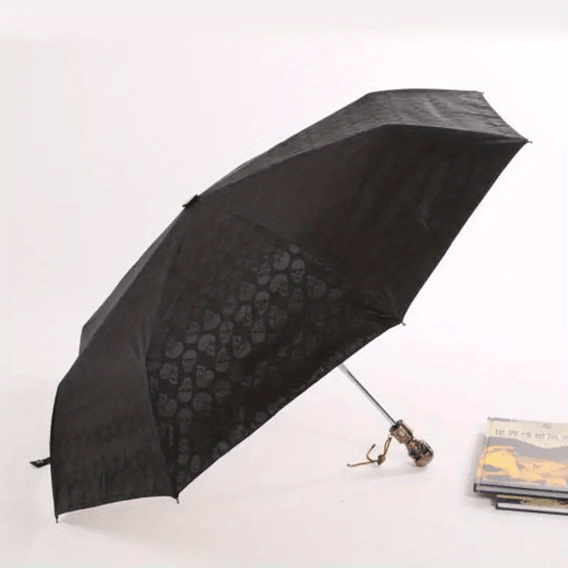 Creative Devil Skull Handle Umbrella, Automatic Umbrella, Folding Uv  Protection Umbrella, Sunny And Rainy Windproof Umbrellas - Temu