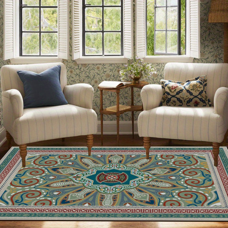 Simple European Style Carpet, Boho Small Flower Pattern Carpet, Rv