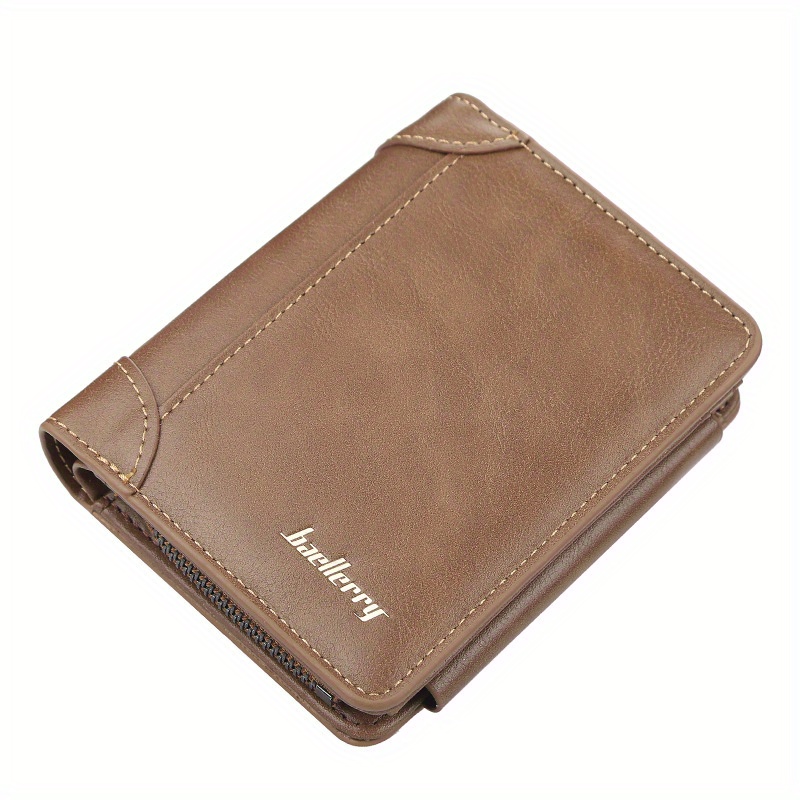 Men's Leather Short Wallet Money Clip, Multi-card Card Holder, Snap Button  Wallet With Zipper Coin Pocket, Gift For Men - Temu
