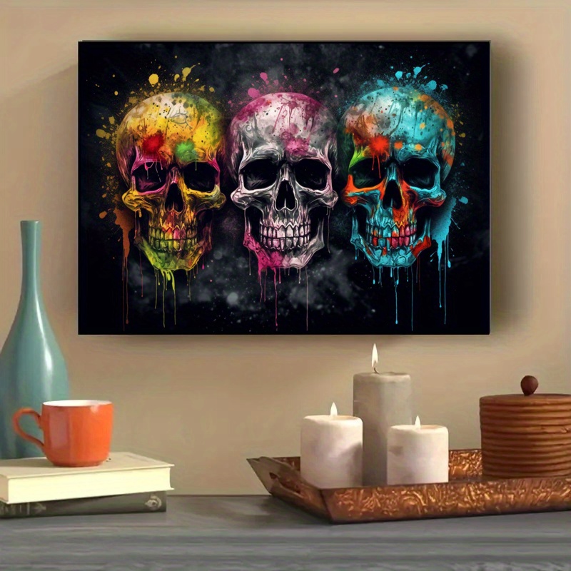 Art Canvas Poster Vibrant Skull Canvas Wall Art Artwork Wall Temu