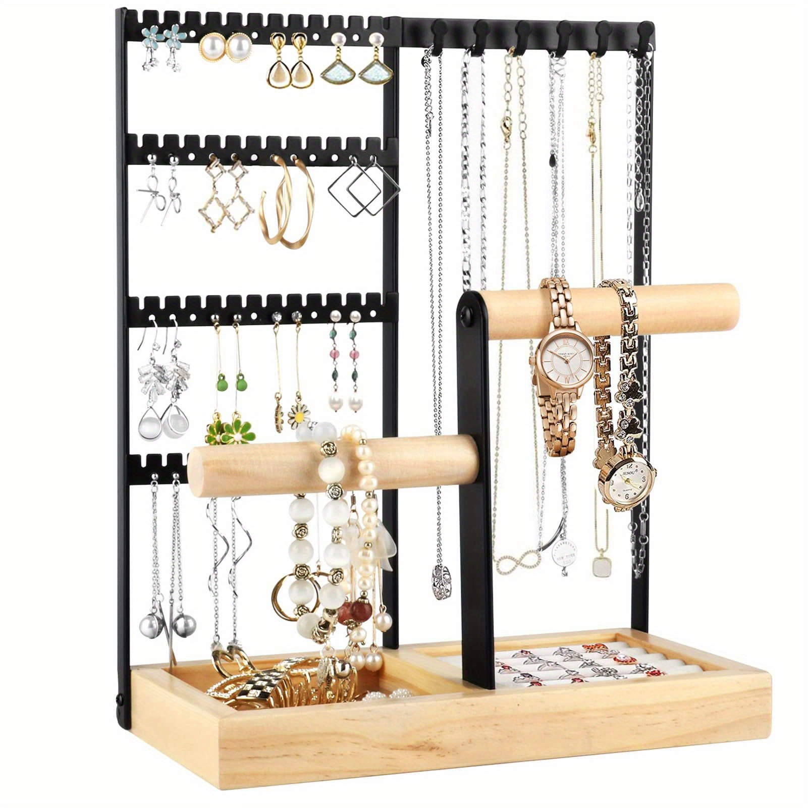 AHCSMRE Jewelry Organizer Displays, Metal Jewelry Display Stand,5 Tier Earring  Organizer Holder for Earring, Necklaces, Bracelets,Jewelry Tower Storage  Tree Display Rack - Yahoo Shopping