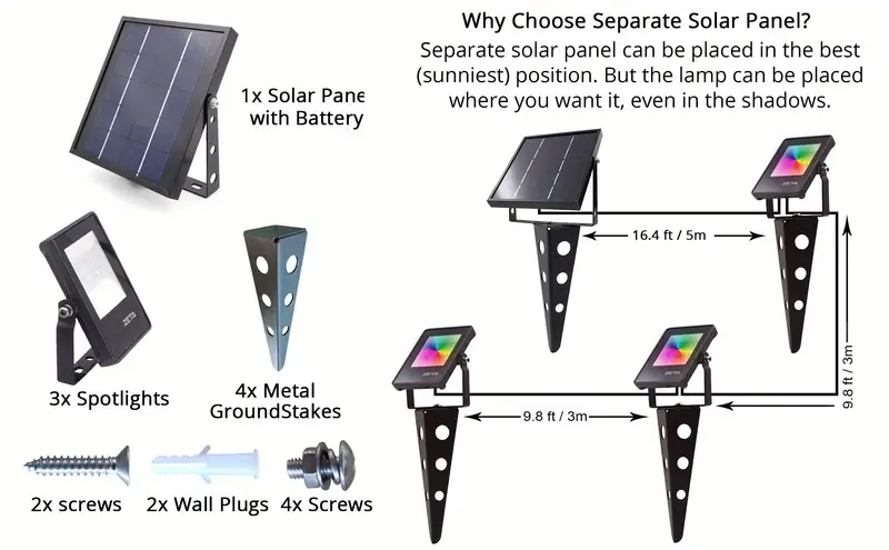 1pc color changing solar spot light all metal 3 in 1 metal auto on off dusk to dawn landscape uplights decoration spotlights for christmas outside house trees garden yard lawn details 2