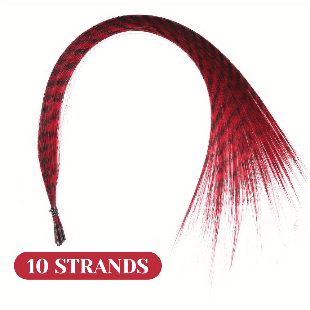 1 Pack 10 Strands Synthetic Feather Hair Extensions, Human Hair Extensions for Women 16 inch Hairpieces Not Real Feather Hair Extensions Colorful
