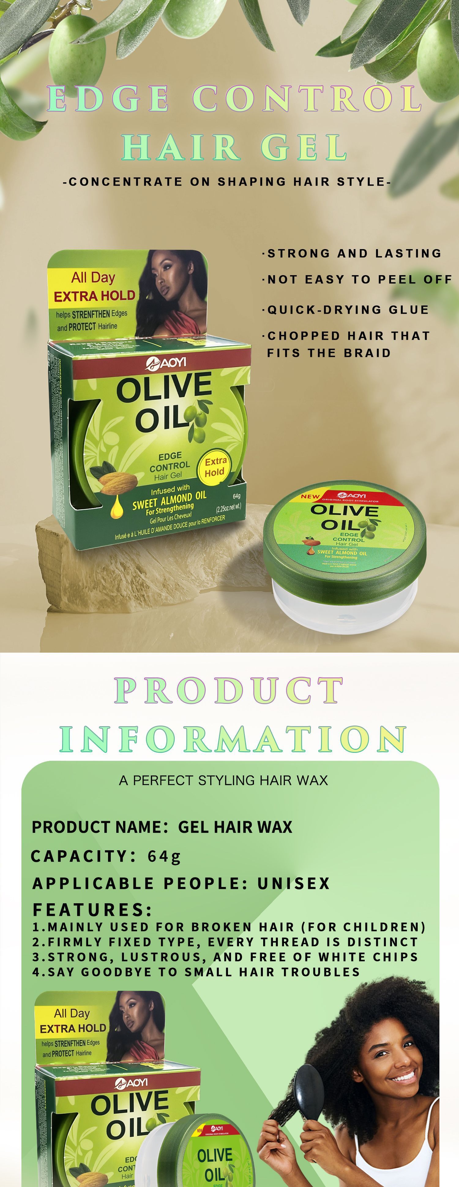 ORS Olive Oil Edge Control Hair Gel 4 oz 