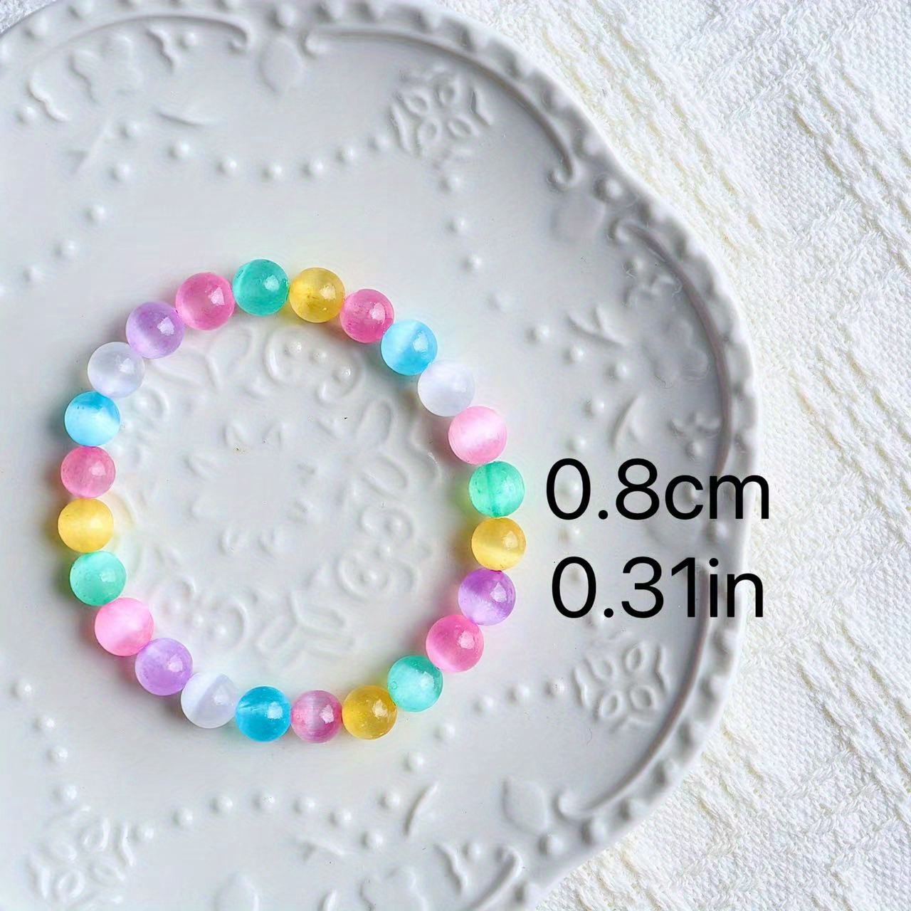 Pastel Rainbow Gemstone Beads 8mm or 10mm Rounds Cat's -  in