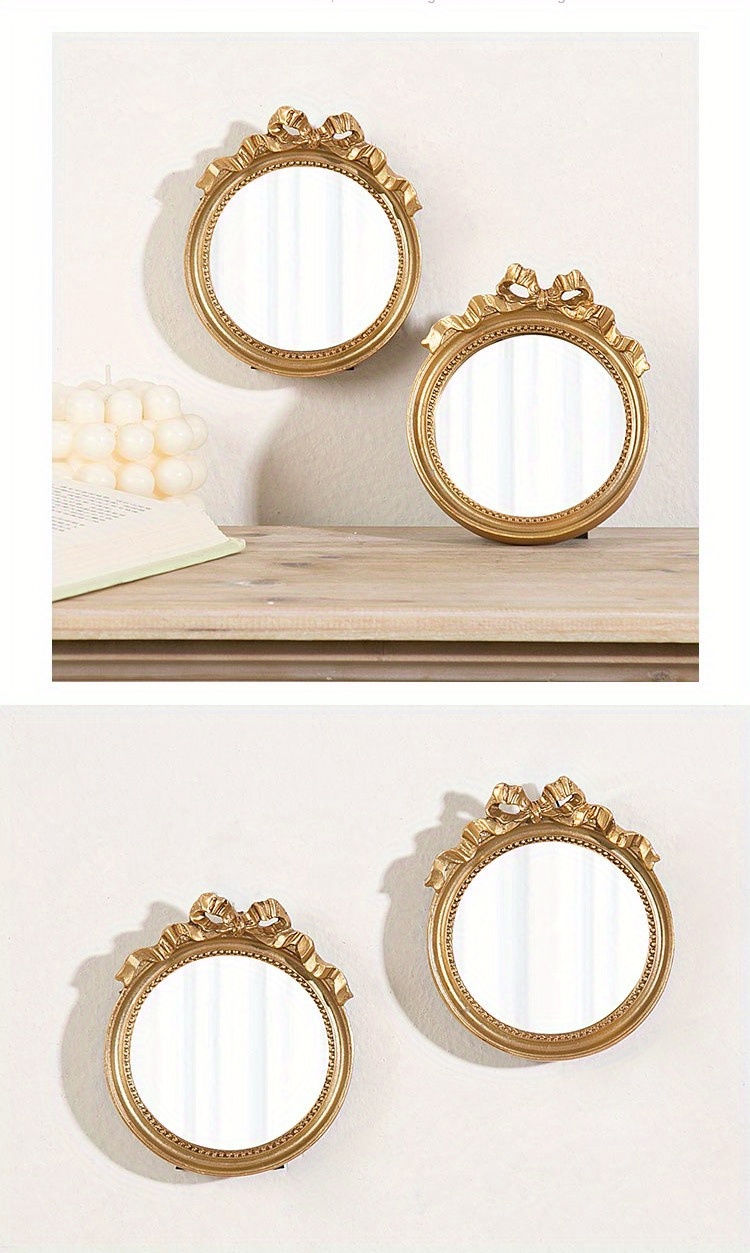 Vintage Resin Mirror Bow Table Mirror Decoration Ornament - Temu