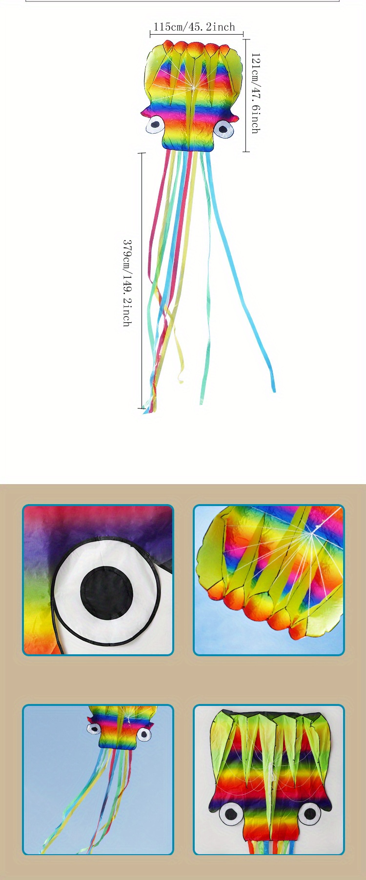 Soft Octopus Soft Rainbow Octopus Kite Large Octopus Kite Temu