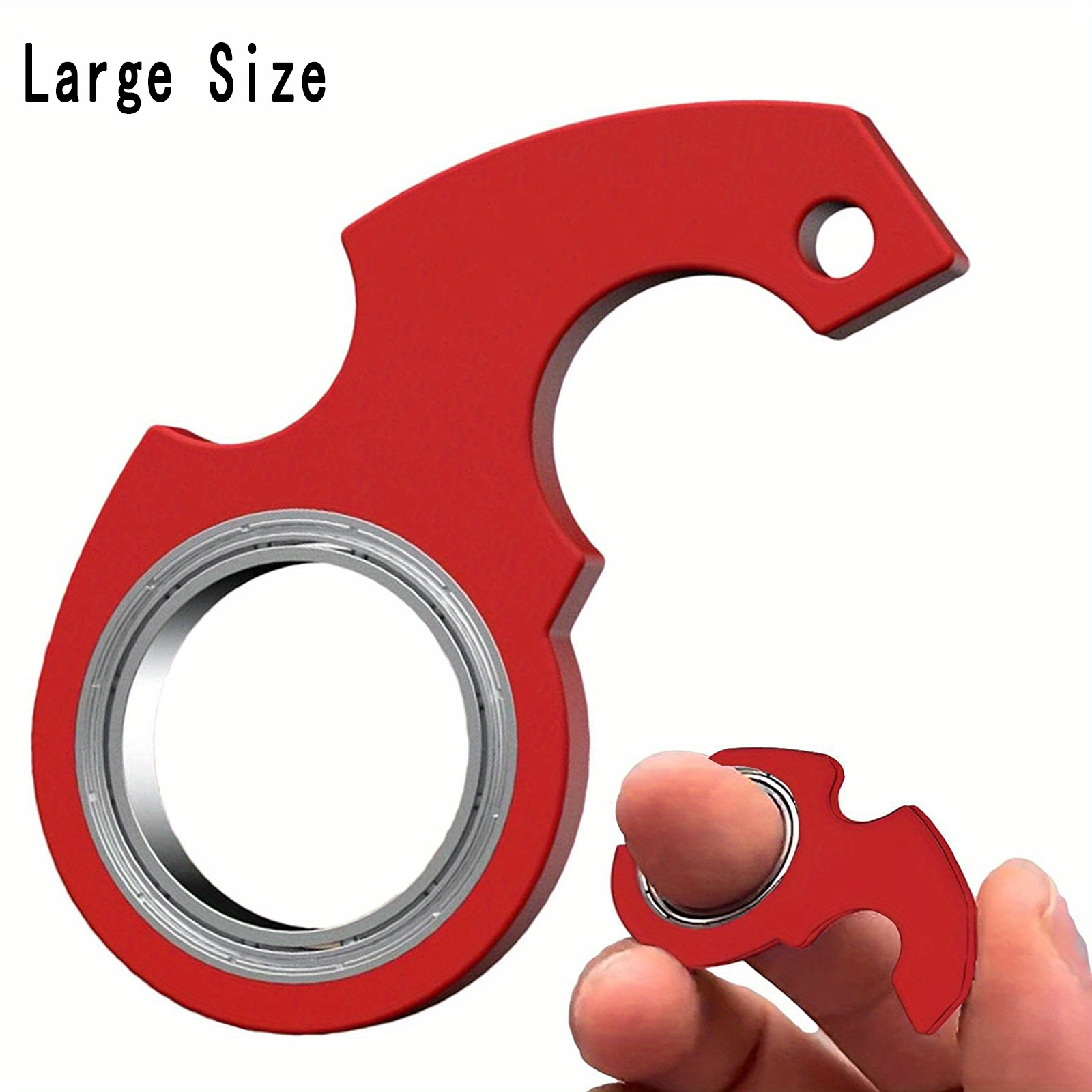Red Fidget Keychain Spinner Toy For Finger Exercise - Portable
