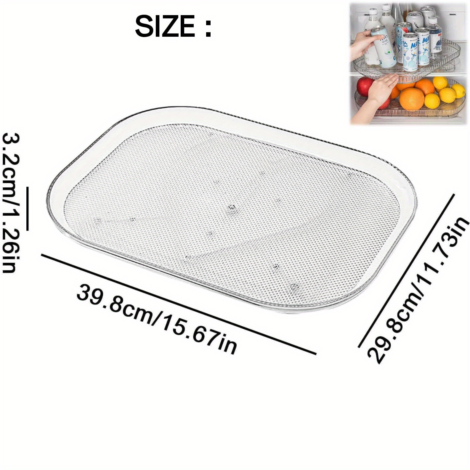 1pc Square Lazy Susan Organizer For Refrigerator, Lazy Susan Turntable Organizer For Refrigerator, Countertop Condiment Storage Rack For Kitchen, Pantry, Cabinet, Dining Table, Household Storage Supplies