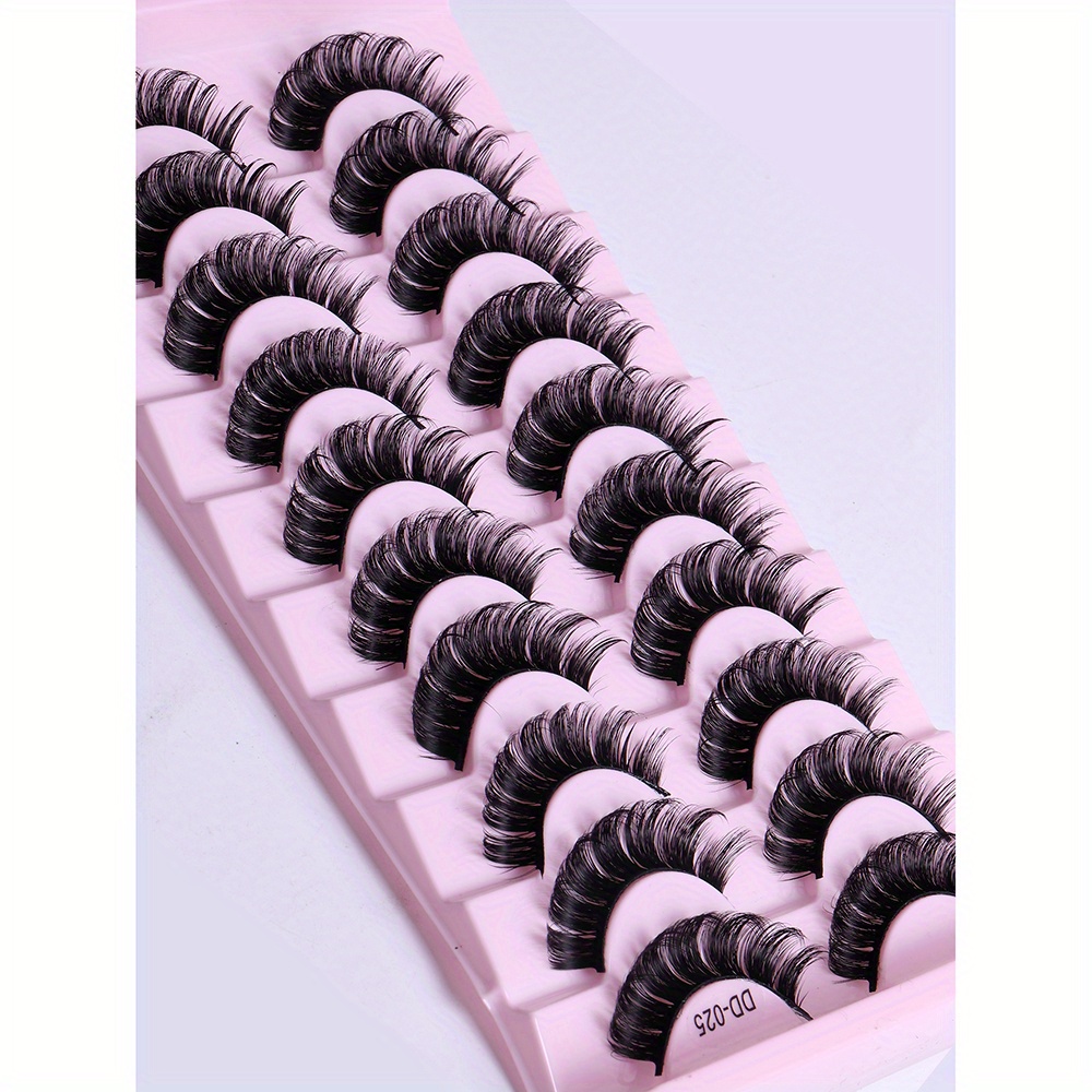 10 Pairs Lashes D Fluffy Curly Volumn Strip Lashes 3d Effect Fake Eyelashes