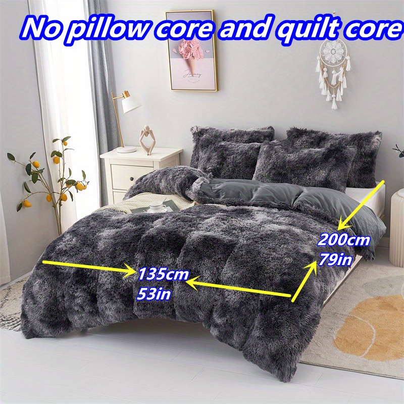 Long Plush Winter Warm Polyester Bedroom Duvet Cover And Pillowcase Set, 3pcs (1 Duvet Cover + 2 Pillowcases)