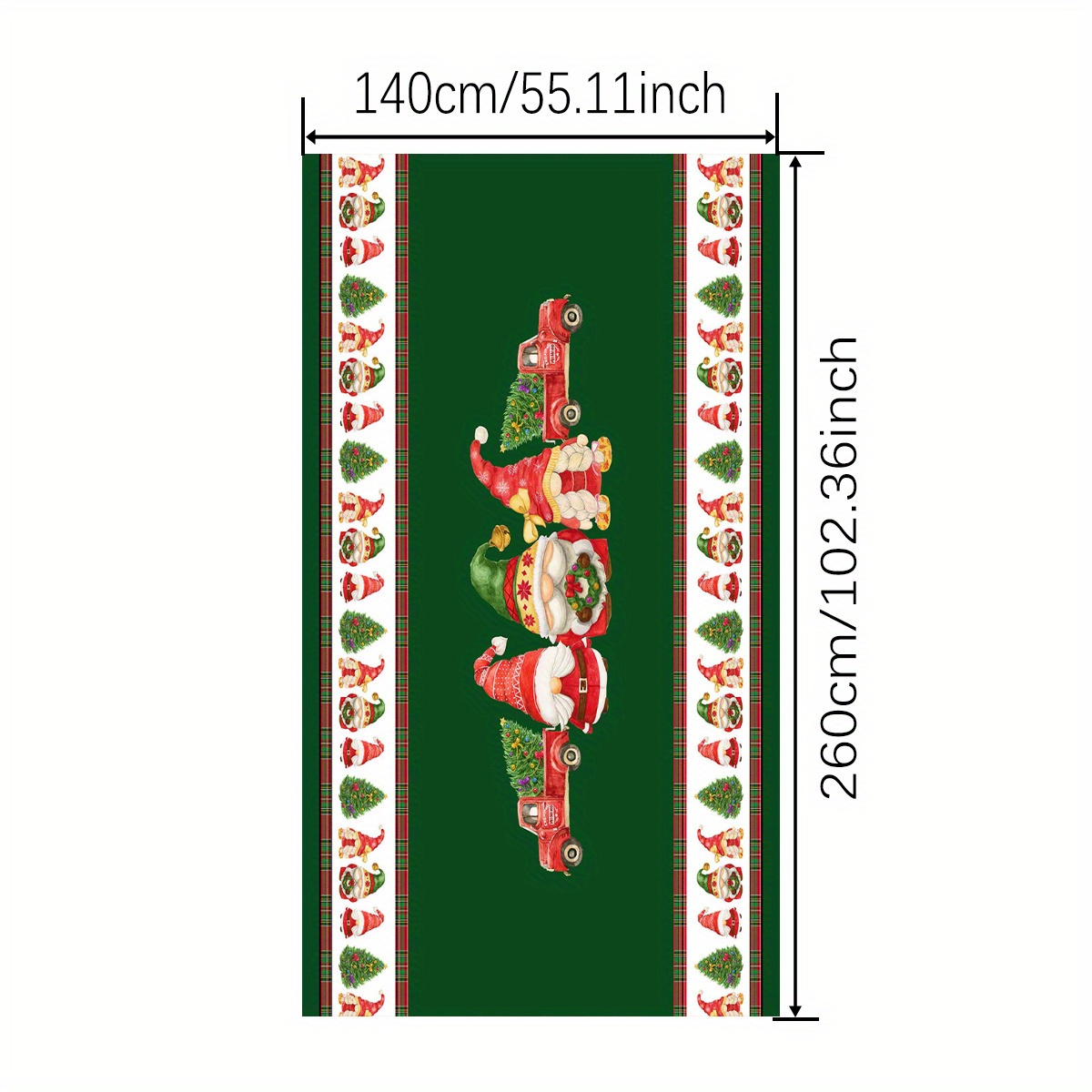 Polyester Tablecloth Merry Christmas Table Cover Truck Gnome Pattern Fab