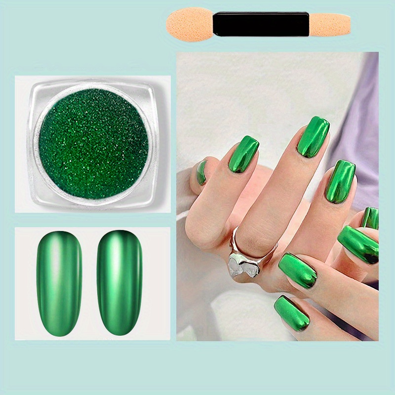 New Green Mirror Chrome Effect Nail Powder Pigment No Polish Foil Nails  Color