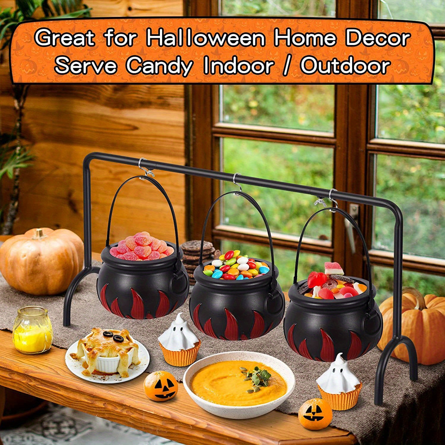 Witches Cauldron Serving Bowls On Rack, Halloween Decor, Halloween Party  Decorations, Black Plastic Candy Bucket Cauldron For Indoor Outdoor Home  Kitchen Decoration, Weird Stuff, Scene Decor, Cute Aesthetic Stuff, Cool  Gadgets, Unusual