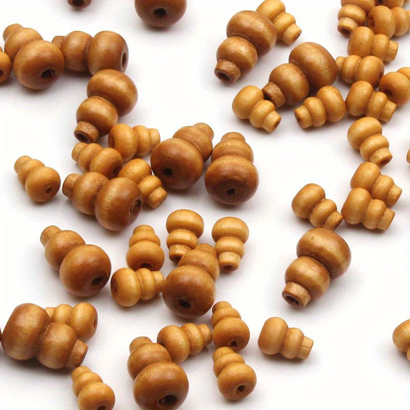 Image of 50pcs 7-15mm Gourd Shaped Wooden Beads For Diy Bracelet Necklace Jewelry Making Accessories