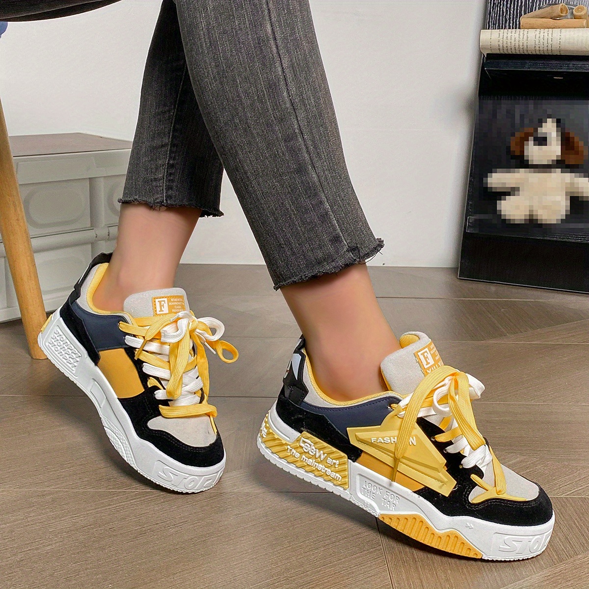 Deals of The Day Clearance Dvkptbk Sneakers for Women, Stylish Sneakers Women's Shoes Easy to Put on and Take Off Low-top Platform Sandals Yellow 6.5