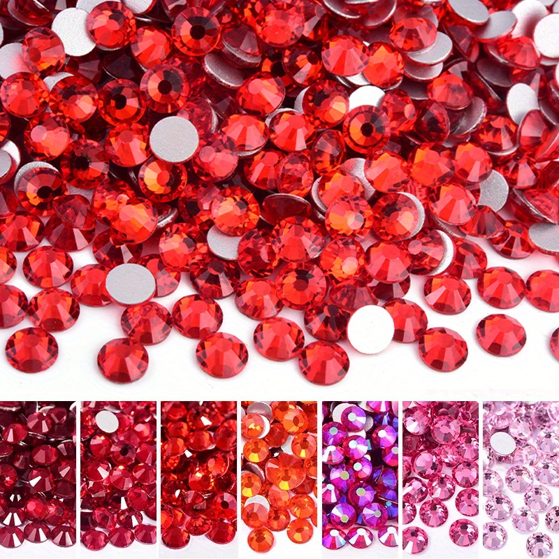 1440pcs Red Rhinestone Crystals Flat Back Rhinestone Round Flat Stones For  Nail Art Crafts, Clothes, Shoes, Jewelry Making Decoration (red/Siam)