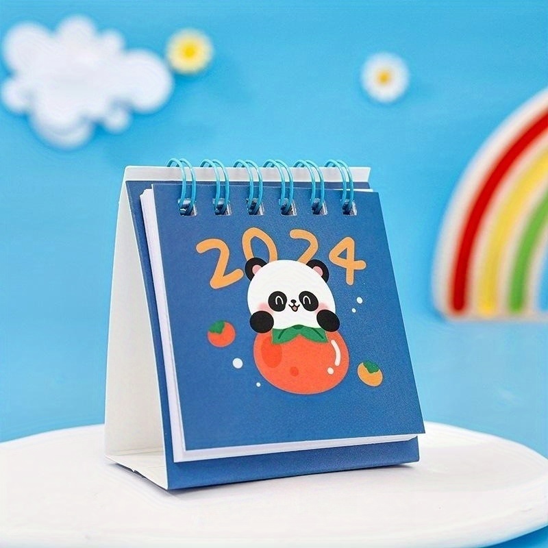 Cute Cartoon Panda Shape Mini 2024 Desk Calendar Student - Temu