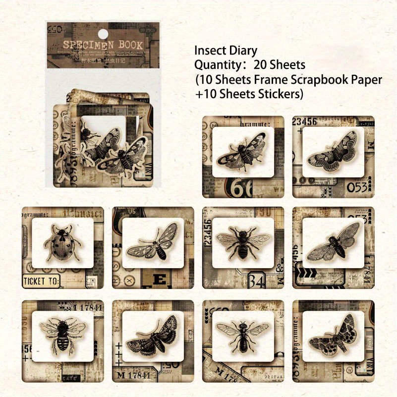 Washi Stickers for Journaling Vintage Book for Scrapbooking with 180pcs  Butterfly Stickers and 20Sheets Adhesive Scrapbook Paper - AliExpress