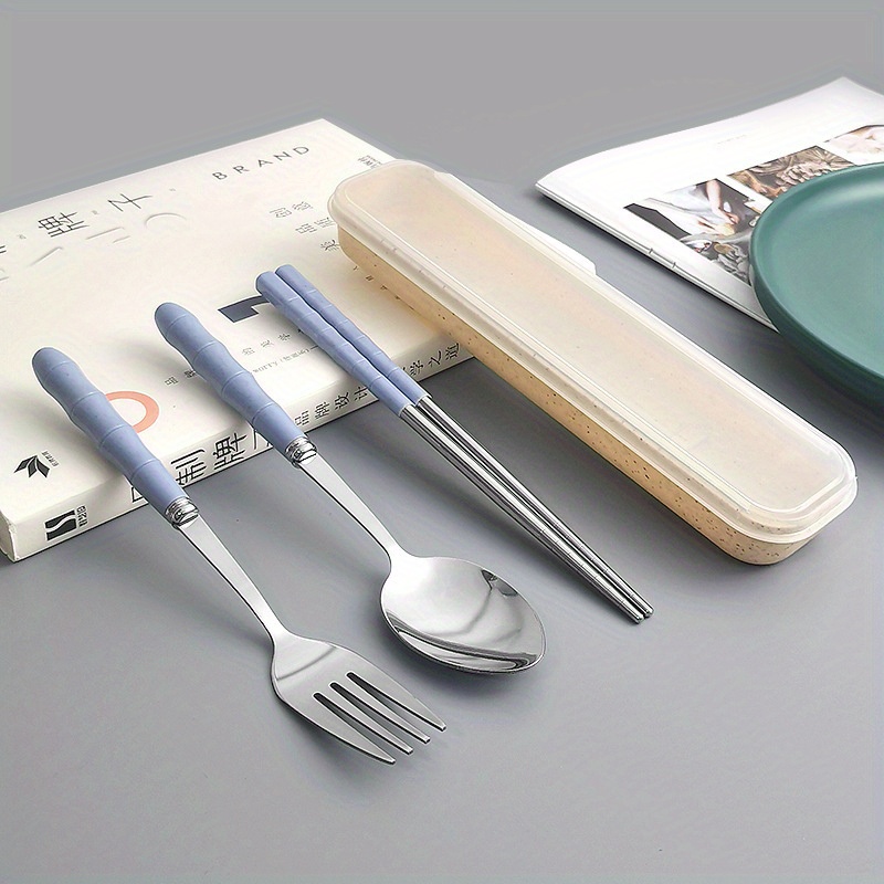 Portable Cutlery Set, Reusable Travel Utensils, Stainless Steel Flatware  Set, Camping Silverware With Case, Tableware, Chopsticks, Spoon, Fork, For Lunch  Box Workplace Camping School Picnic - Temu