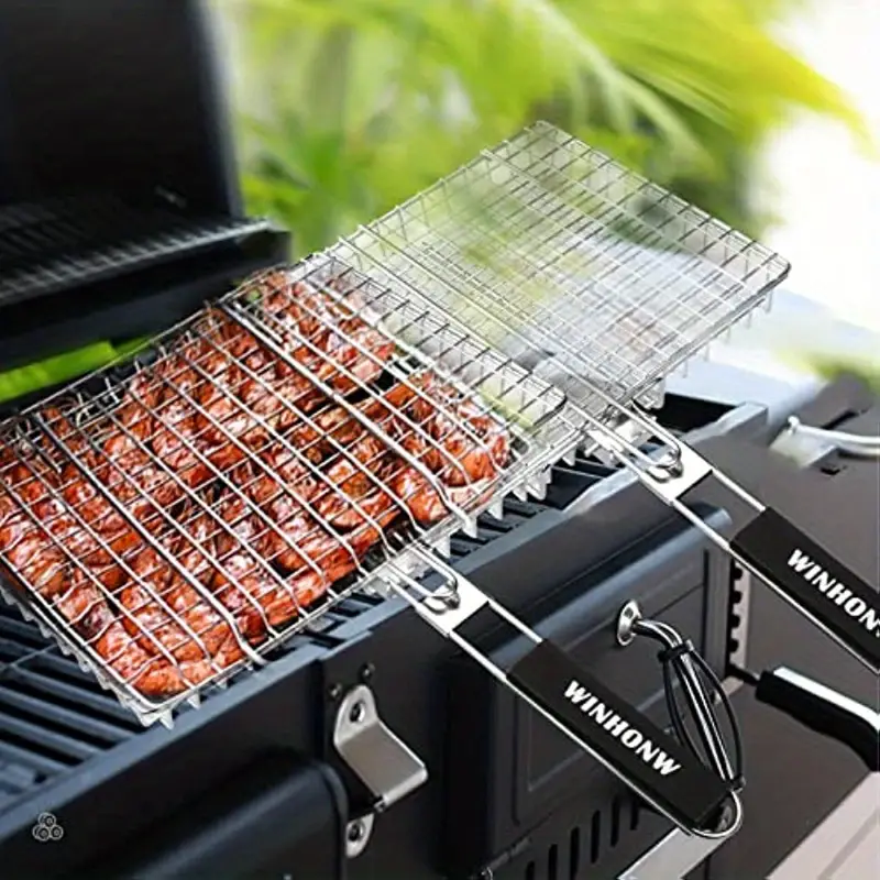 Grill Basket Grill Accessories Bbq Grilling Basket Folding Grilling Baskets  Portable Outdoor Camping Bbq Rack For Fish Shrimp, Vegetables Barbeque  Griller Gift, Gifts For Father, Dad, Husband - Temu