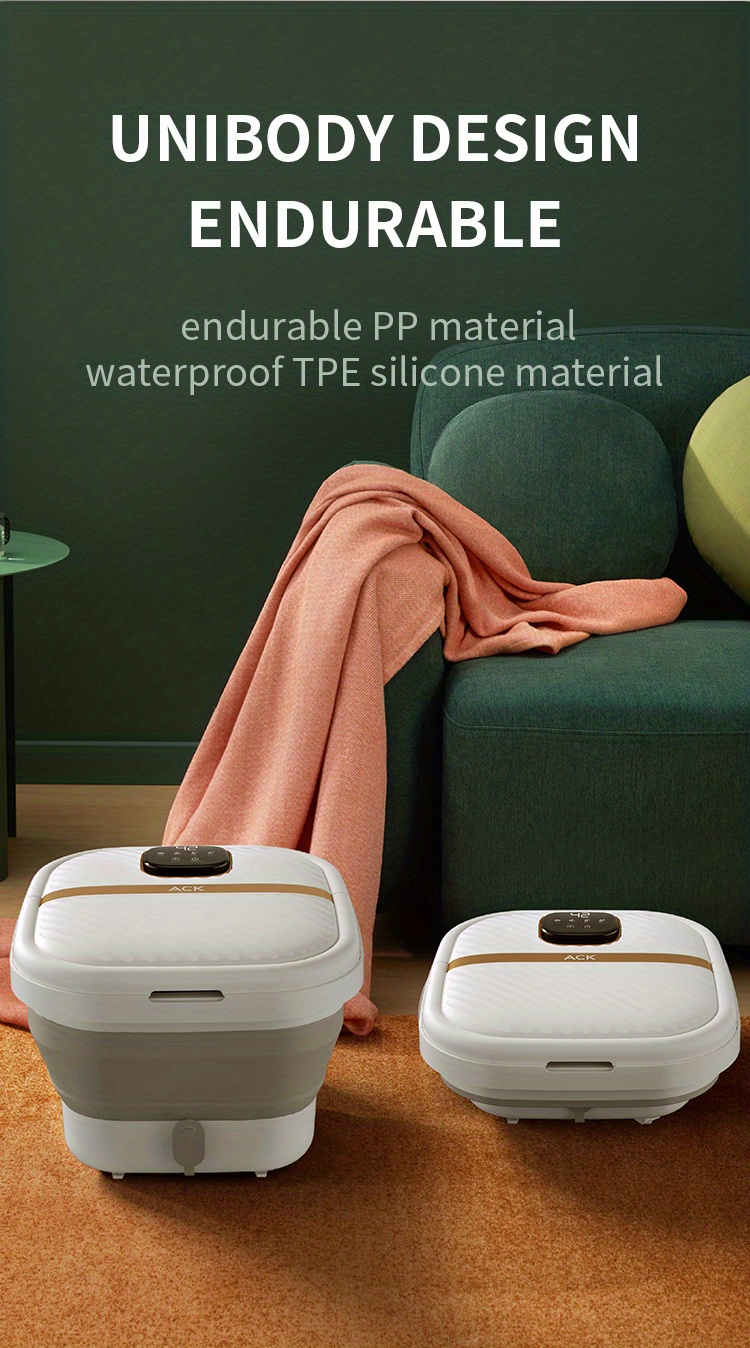foldable portable pedicure foot spa bath massager with heat bubbles vibration and red light foot spa tub for relaxing with mini acupressure massage points temperature control details 2