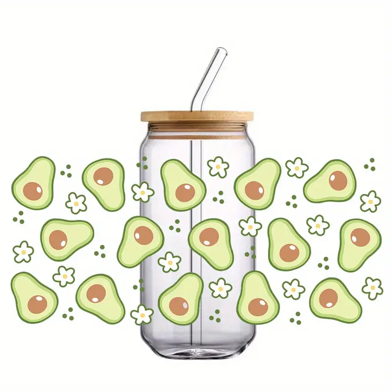 Avocado Design 16oz Glass Can Cup