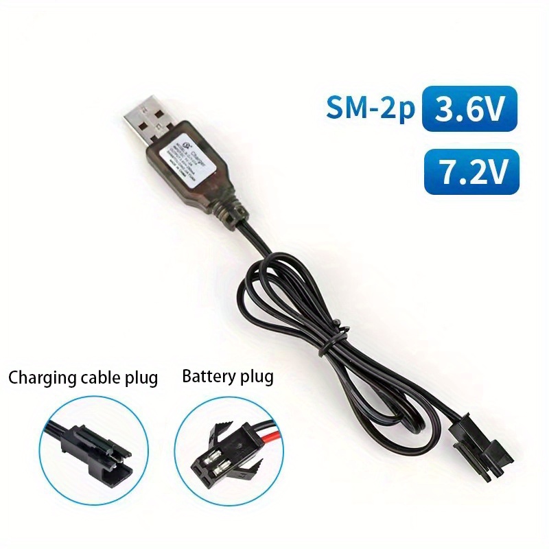 3.6V, 7.2V Câble De Charge USB Universel, Câble De Charge De Batterie De  Voiture Télécommandée SM-2P, Câble De Charge De Batterie De Jouet