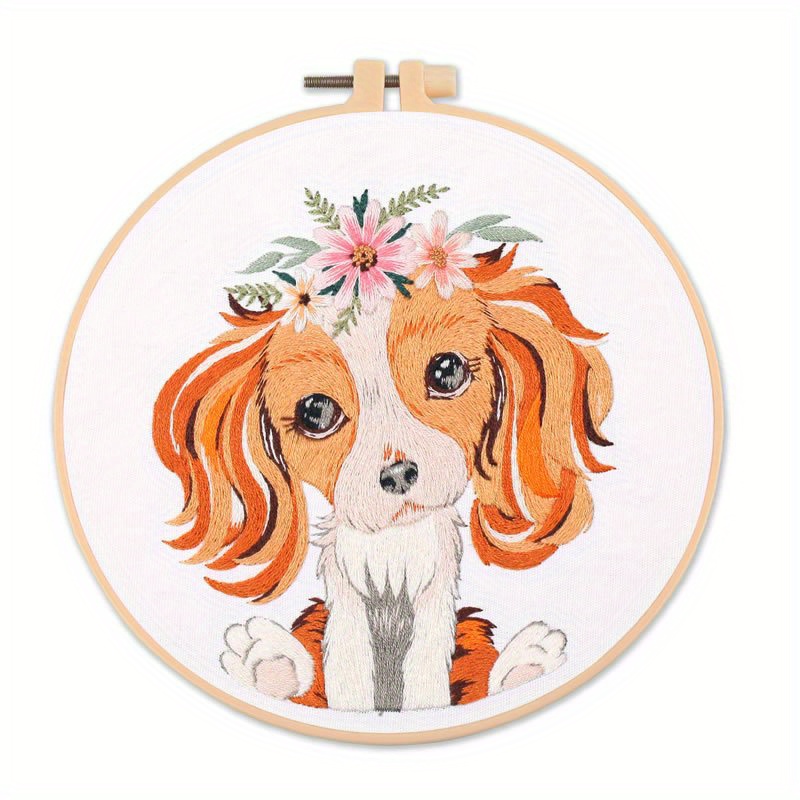 Embroidery Kits with Patterns and Instructions,DIY Beginner Cross Stitch  Kits for Adults, Embroidery Clothes with Animal Plant Pattern, Color  Threads and Tools 