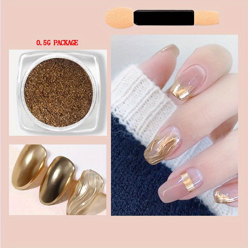 Gold Chrome Nail Powder Winter Decoration Mirror Nail Pigment Powder  Champagne Pink Glitter Rubbing Dust Manicure