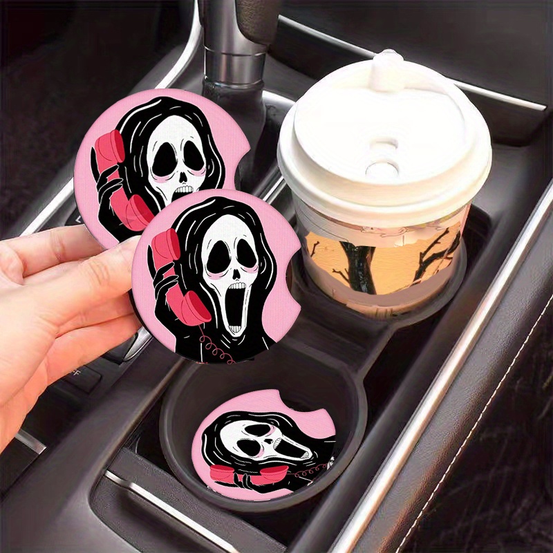 Car Coasters For Cup Holders,Girl Car Accessories, Black And White  Checkered Car Coasters,Bling Car Accessories