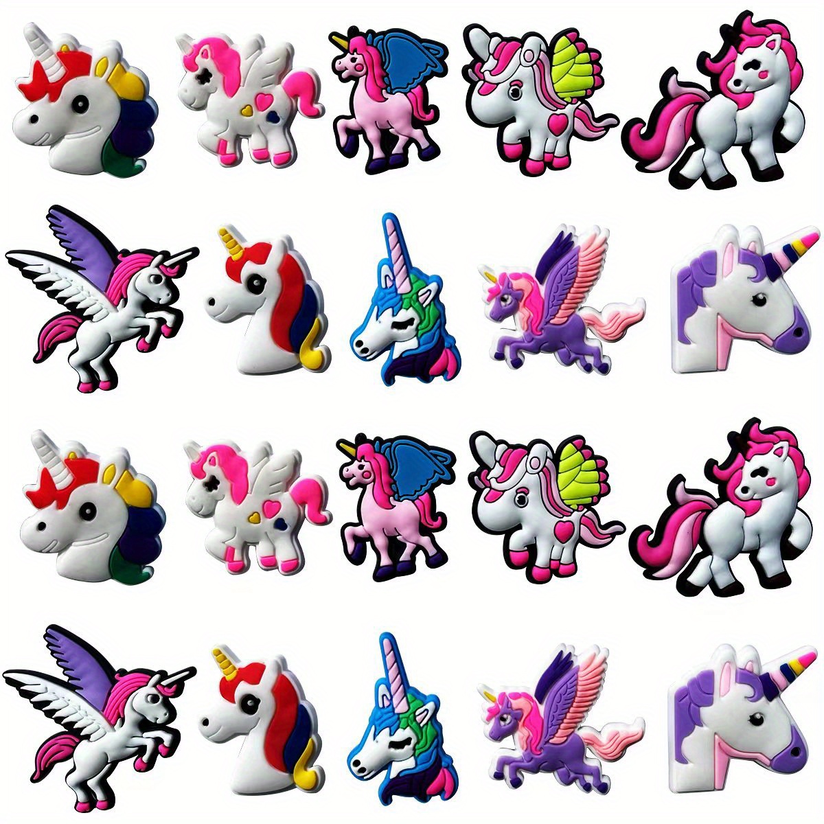 Image of 20/40pcs Unicorn Series Shoe Decoration Charms, Plastic For Sneakers, Cute Shoes Accessories, For Gifts