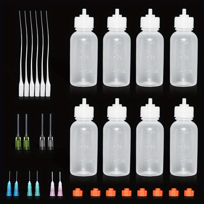 Plastic squeeze bottl dispensers applicator kit plastic squeezable dropper  bottles with blunt needle tip for liquid glue and Ink