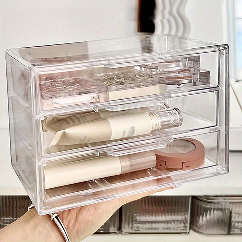 2 Drawer Transparent Acrylic Makeup Storage Box Desk Jewelry & Clear  Cosmetic Organizer Vanity Storage Display Box Make Up Organizers And Storage  Make