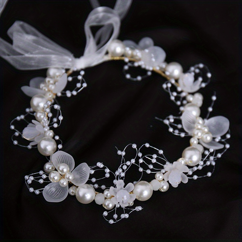 Tiara Floral Niñas Diadema Cristal Perlas Imitación Tocado - Temu