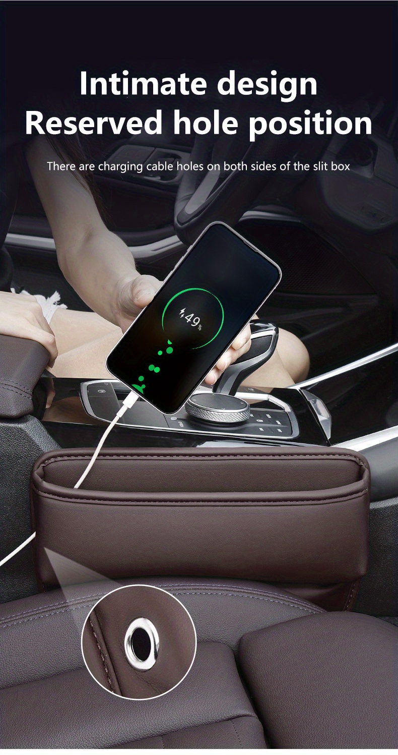 DOXMALL Side Pocket Console Side Pocket Leather Case Car Cup Holder Car  Front Seat Storage Bag Mobile Phone Holder (Black) –