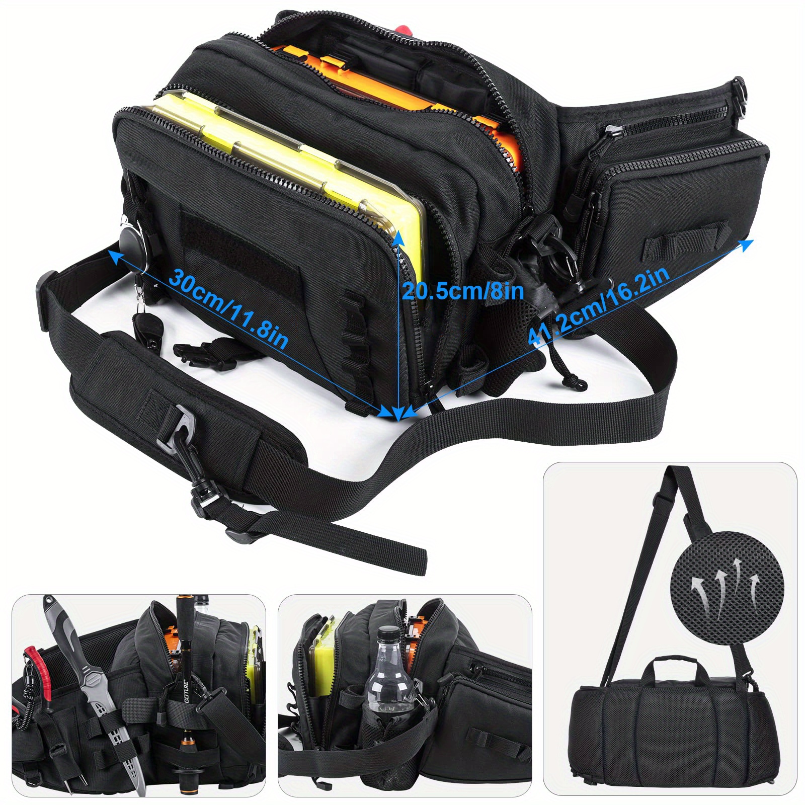 Fishing Tackle Bag Pack Baitcasting Fly Reel Lure Gear Storage