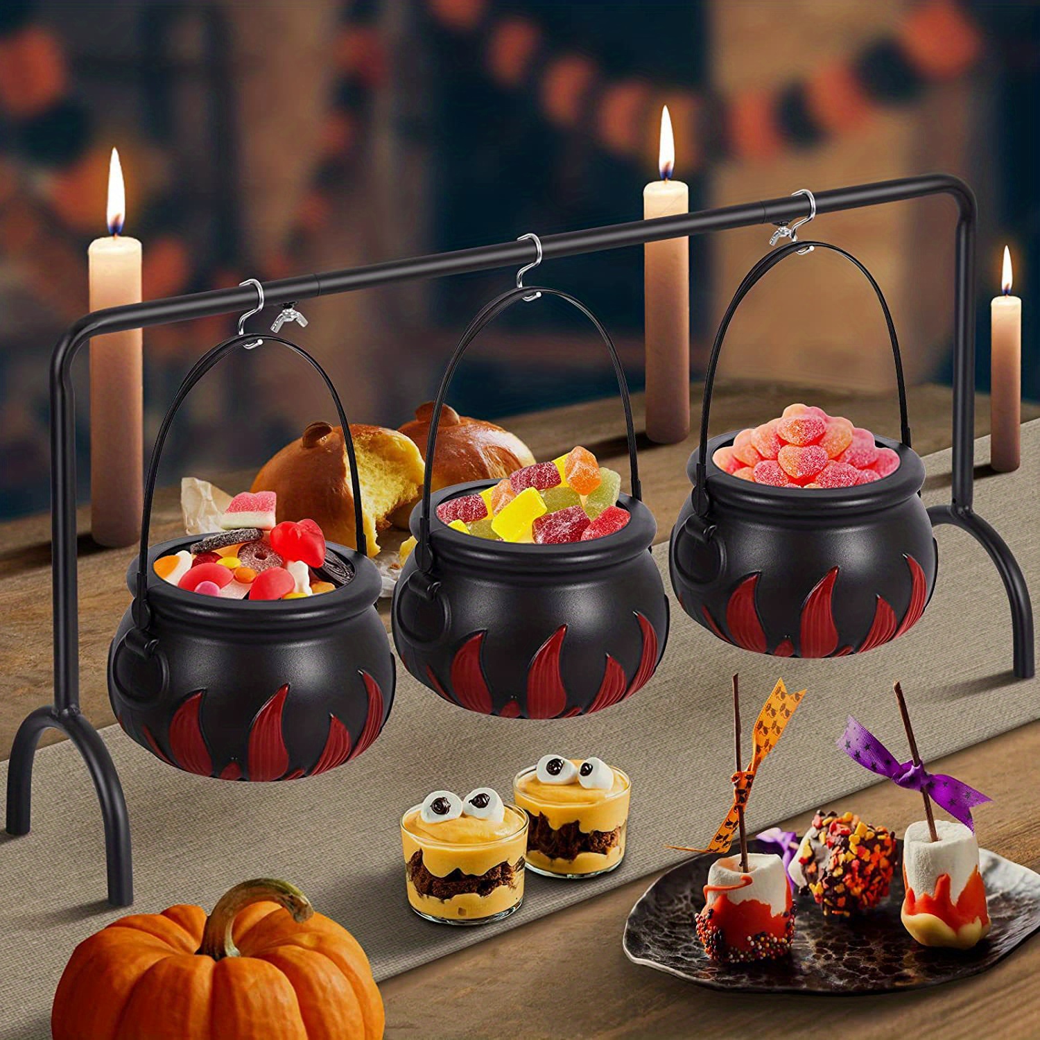 Witches Cauldron Serving Bowls On Rack, Halloween Decor, Halloween Party  Decorations, Black Plastic Candy Bucket Cauldron For Indoor Outdoor Home  Kitchen Decoration, Weird Stuff, Scene Decor, Cute Aesthetic Stuff, Cool  Gadgets, Unusual