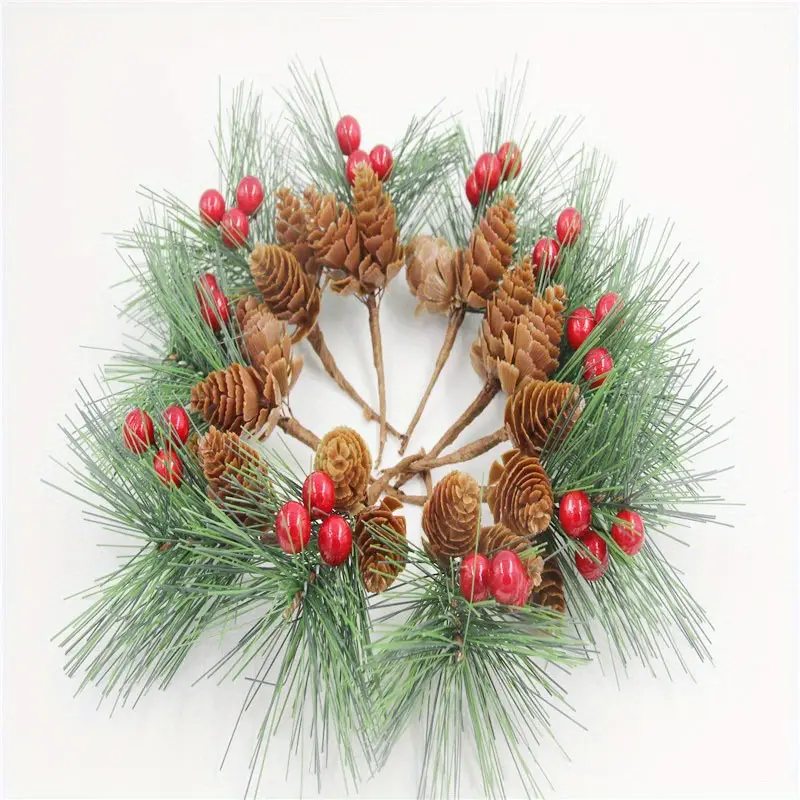 Artificial Pine Needles, Artificial Snow Covered Pine Needles Branches With  Red Berry Stems Mini Pinecone Picks For Crafts Holiday Wreath Christmas  Tree Ornaments Decor - Temu Philippines