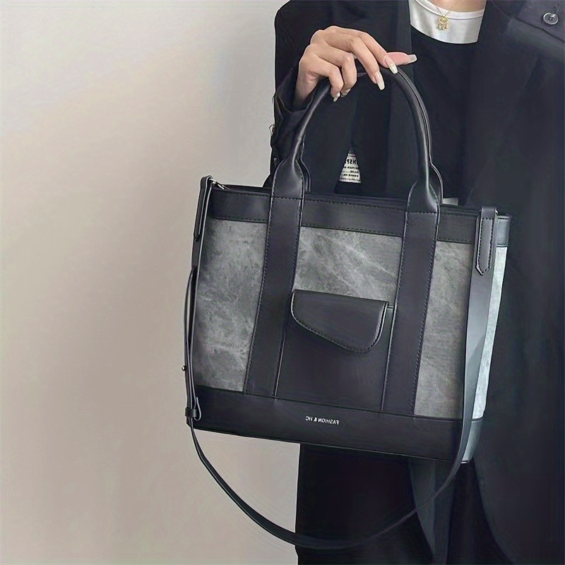 Minimalist Shoulder Tote Bag Black Vintage