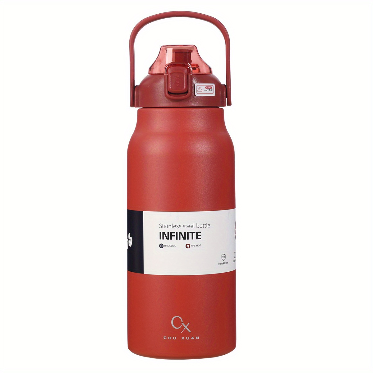 Large-capacity Stainless Steel Hot Water Thermos Bottle with Straw