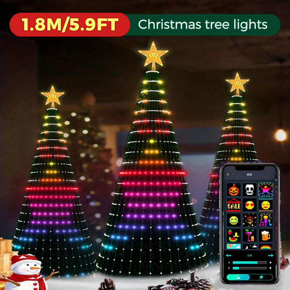DIY Programmable Smart Christmas Lights with APP & Remote Control, 400 RGB  LED Light, Suitable for high Christmas Tree