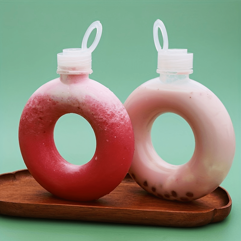 Donut Shaped Water Bottle Handmade Heat Resistant PP Plastic BPA Free Hands  Free Water Bottle Plain Clear Screw Lid 