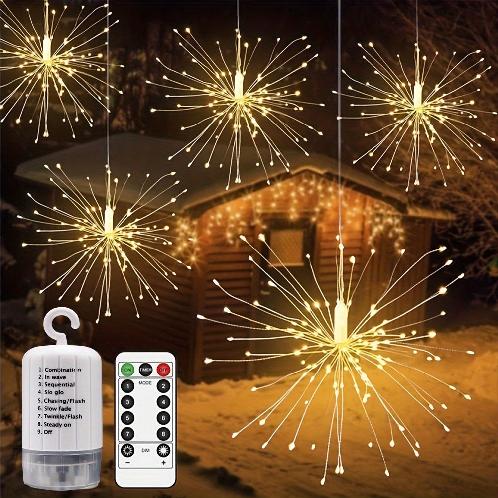 LED Starburst Fairy Lights Remote Control, Best Selling Hanging Starburst  LED Lights Wedding Home Decor Remote Firework, Christmas,firework 