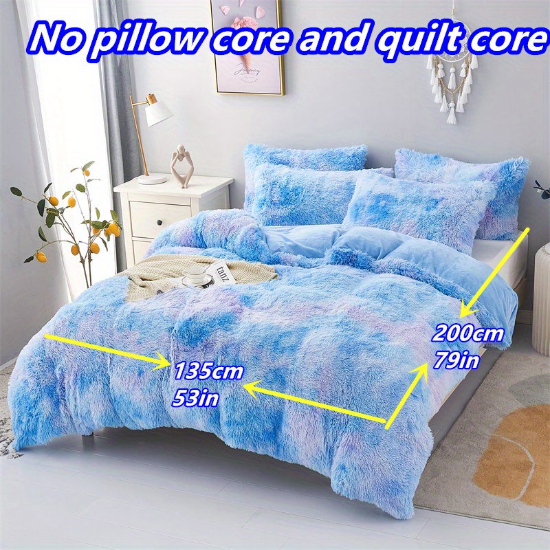 Long Plush Winter Warm Polyester Bedroom Duvet Cover And Pillowcase Set, 3pcs (1 Duvet Cover + 2 Pillowcases)