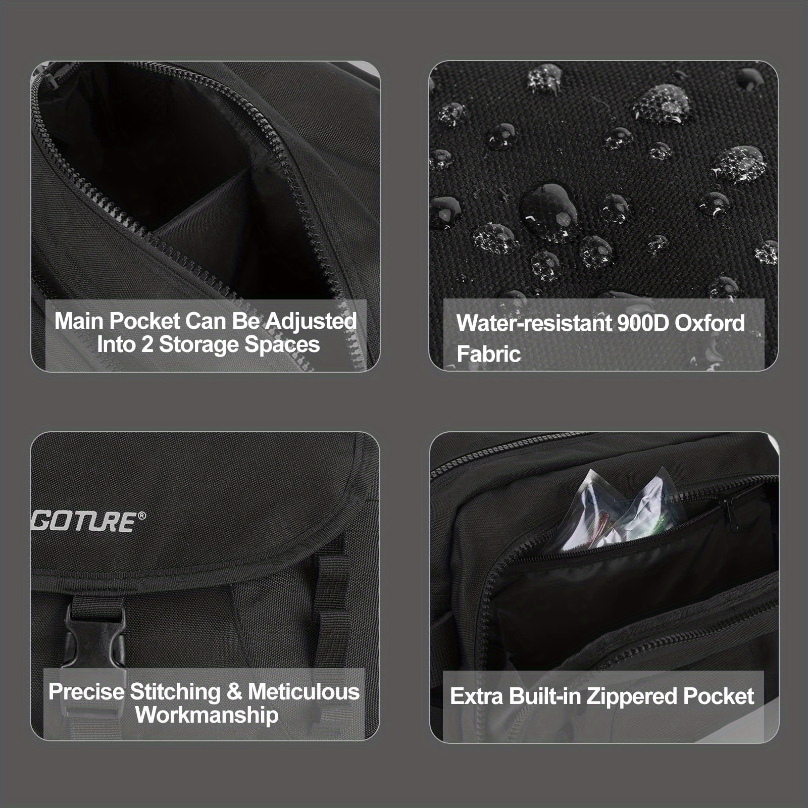 Goture Fishing Jigs Bag Waterproof Foldable Fishing Tackle Storage Bag with  12 Pockets PVC Fishing Equipment Tool Bag