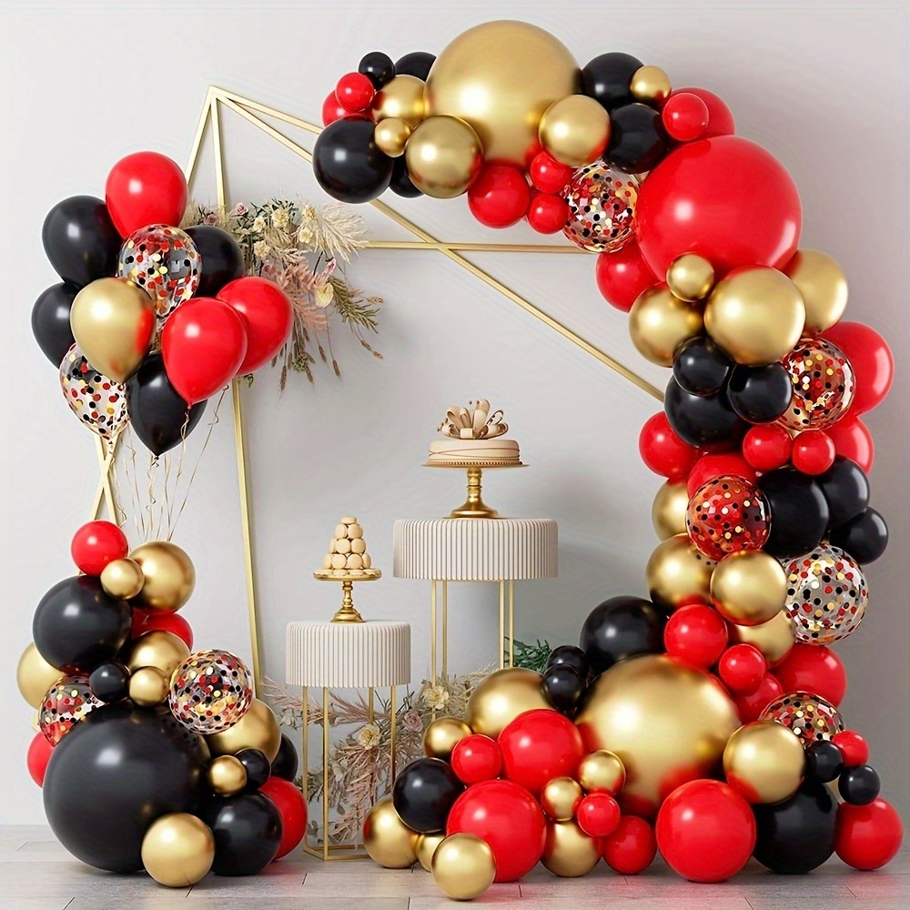 Red Black Balloon Garland Arch Kit Confetti Party 1st - Temu