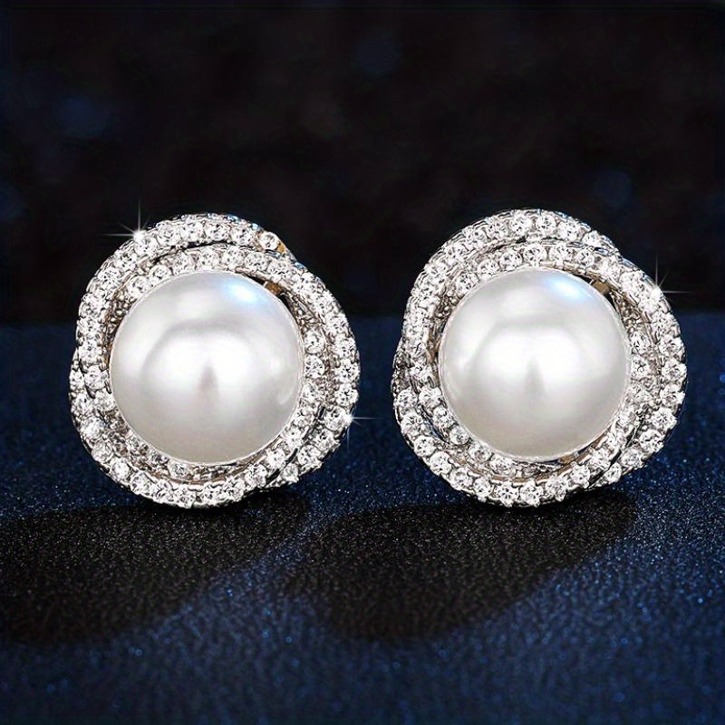 A Pair Of Classic And Elegant Stud Earrings For Bridal Weddings, Engagements, And Banquets