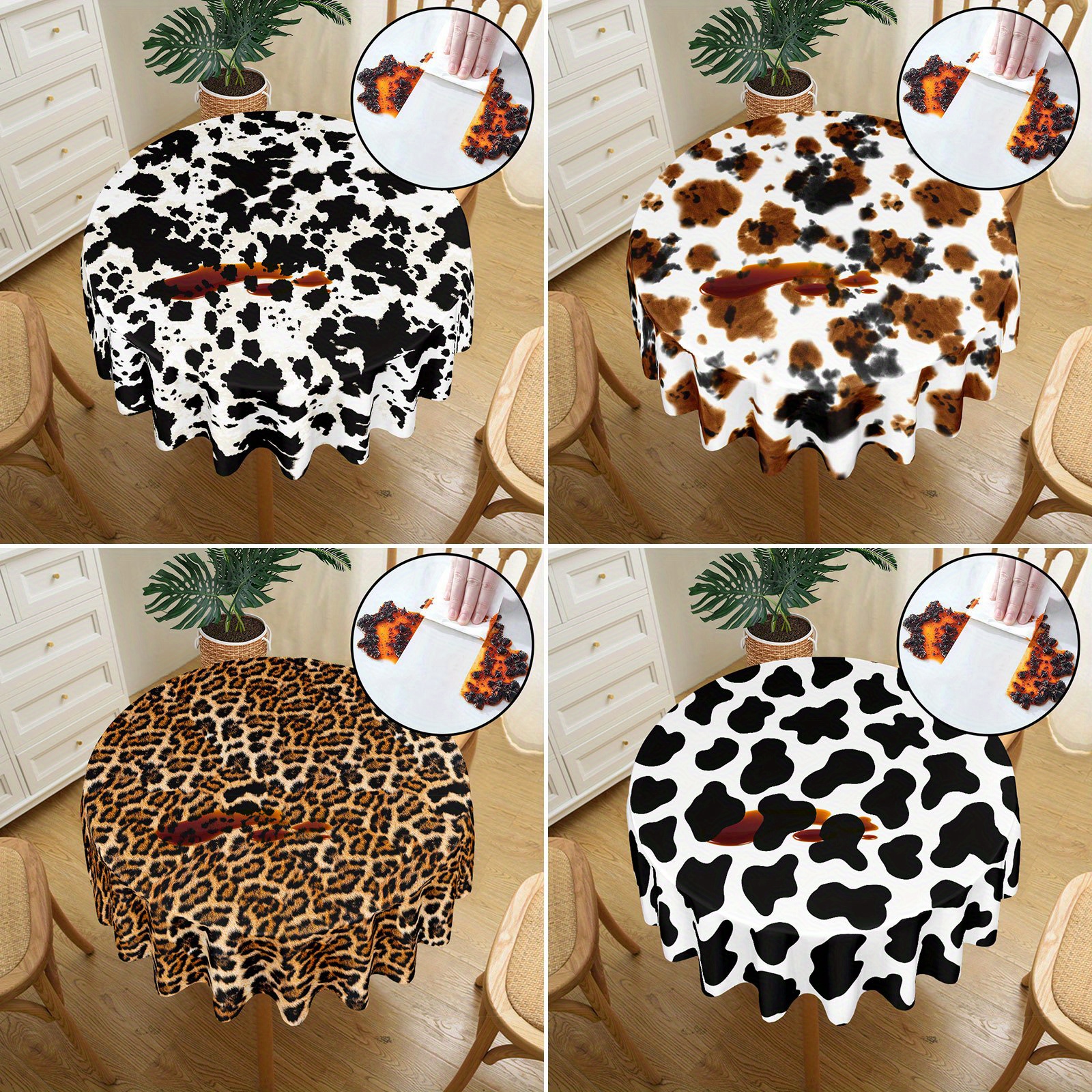 tablecloth cow animal print round tablecloth leopard print - {region_name}