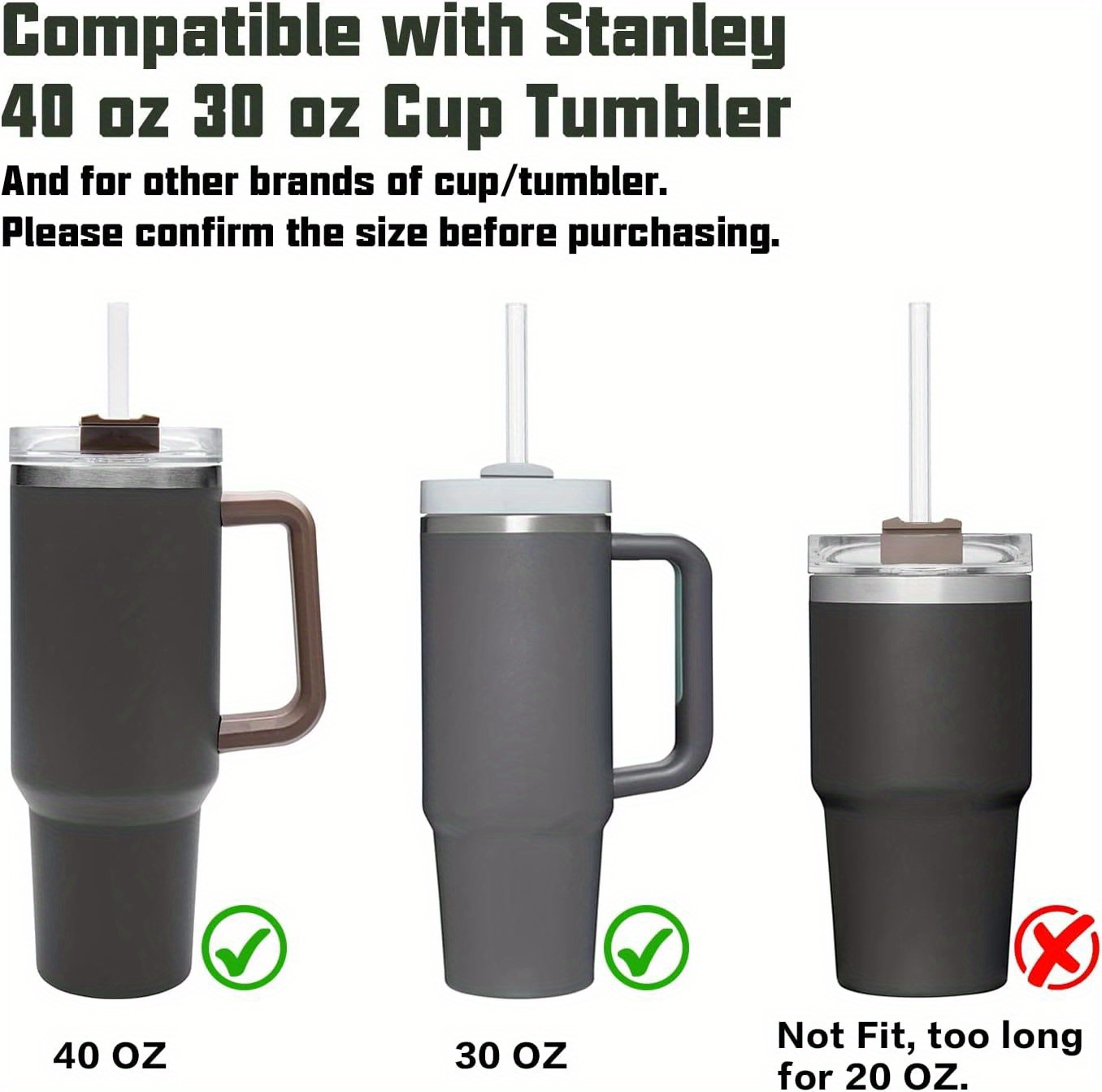 Stanley Transparent cover 30oz/40oz Tumbler With 5PCS straw